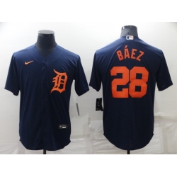 Men Detroit Tigers 28 Javier Baez Navy Cool Base Stitched Jerse