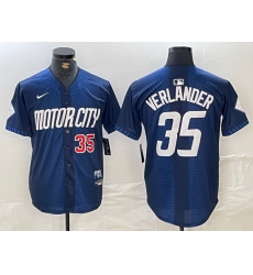 Men Detroit Tigers 35 Justin Verlander 2024 Navy City Connect Cool Base Limited jerseys