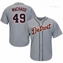 Mens Majestic Detroit Tigers 49 Dixon Machado Replica Grey Road Cool Base MLB Jersey 