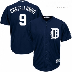 Mens Majestic Detroit Tigers 9 Nick Castellanos Replica Navy Blue Alternate Cool Base MLB Jersey