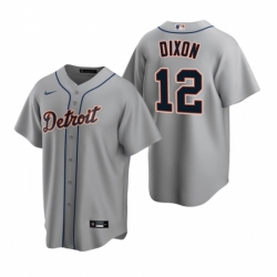 Mens Nike Detroit Tigers 12 Brandon Dixon Gray Road Stitched Baseball Jersey