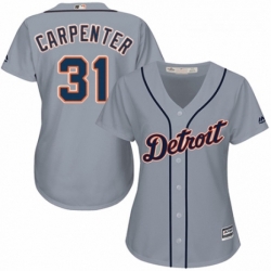 Womens Majestic Detroit Tigers 31 Ryan Carpenter Replica Grey Road Cool Base MLB Jersey 