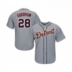 Youth Detroit Tigers 28 Niko Goodrum Replica Grey Road Cool Base Baseball Jersey 