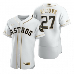 Houston Astros 27 Jose Altuve White Nike Mens Authentic Golden Edition MLB Jersey