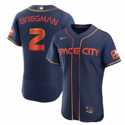 Men Houston Astros 2 Alex Bregman 2022 Navy City Connect Flex Base Stitched Baseball jersey