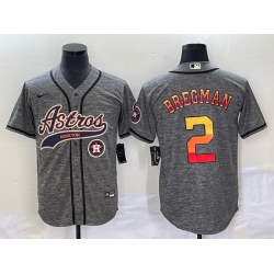 Men Houston Astros 2 Alex Bregman Gray With Patch Cool Base Stitched Baseball Jersey