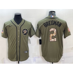 Men Houston Astros 2 Alex Bregman Olive Salute To Service Cool Base Stitched Jersey