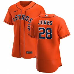 Men Houston Astros 28 Taylor Jones Men Nike Orange Alternate 2020 Flex Base Team MLB Jersey