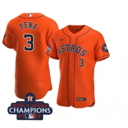 Men Houston Astros 3 Jeremy Pena Orange 2022 World Series Champions Flex Base Stitched Baseball Jersey