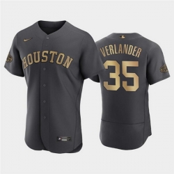 Men Houston Astros 35 Justin Verlander 2022 All Star Charcoal Flex Base Stitched Baseball Jersey