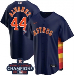 Men Houston Astros 44 Yordan Alvarez Navy 2022 World Series Champions Stitched Baseball Jersey