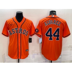 Men Houston Astros 44 Yordan Alvarez Orange With Patch Cool Base Stitched Jersey