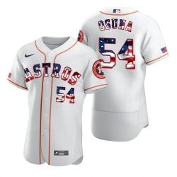 Men Houston Astros 54 Roberto Osuna Men Nike White Fluttering USA Flag Limited Edition Flex Base MLB Jersey