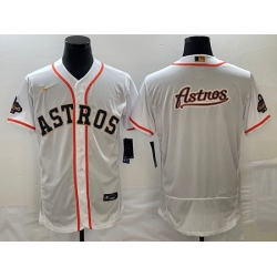 Men's Houston Astros Big Logo 2023 White Gold World Serise Champions Patch Flex Base Stitched Jersey1