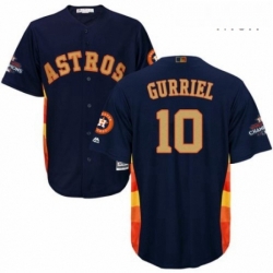 Mens Majestic Houston Astros 10 Yuli Gurriel Replica Navy Blue Alternate 2018 Gold Program Cool Base MLB Jersey 