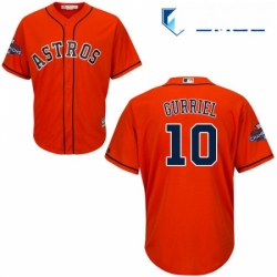 Mens Majestic Houston Astros 10 Yuli Gurriel Replica Orange Alternate 2017 World Series Champions Cool Base MLB Jersey 