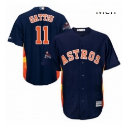 Mens Majestic Houston Astros 11 Evan Gattis Replica Navy Blue Alternate 2017 World Series Champions Cool Base MLB Jersey