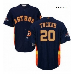 Mens Majestic Houston Astros 20 Preston Tucker Replica Navy Blue Alternate 2018 Gold Program Cool Base MLB Jersey