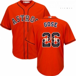 Mens Majestic Houston Astros 26 Anthony Gose Authentic Orange Team Logo Fashion Cool Base MLB Jersey 