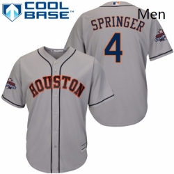 Mens Majestic Houston Astros 4 George Springer Replica Grey Road 2017 World Series Champions Cool Base MLB Jersey