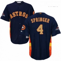 Mens Majestic Houston Astros 4 George Springer Replica Navy Blue Alternate 2018 Gold Program Cool Base MLB Jersey