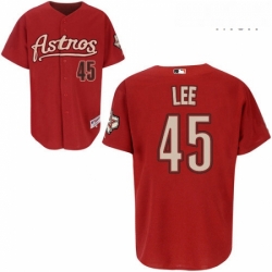 Mens Majestic Houston Astros 45 Carlos Lee Replica Red MLB Jersey