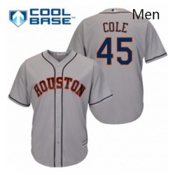 Mens Majestic Houston Astros 45 Gerrit Cole Replica Grey Road Cool Base MLB Jersey 