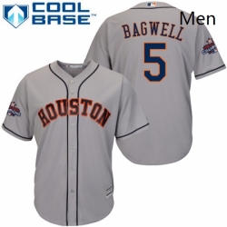 Mens Majestic Houston Astros 5 Jeff Bagwell Replica Grey Road 2017 World Series Champions Cool Base MLB Jersey