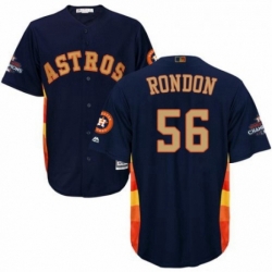 Mens Majestic Houston Astros 56 Hector Rondon Replica Navy Blue Alternate 2018 Gold Program Cool Base MLB Jersey 