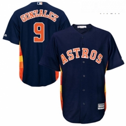 Mens Majestic Houston Astros 9 Marwin Gonzalez Replica Navy Blue Alternate Cool Base MLB Jersey 