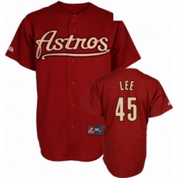 Mens Mitchell and Ness Houston Astros 45 Carlos Lee Authentic Red Throwback MLB Jersey