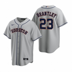 Mens Nike Houston Astros 23 Michael Brantley Gray Road Stitched Baseball Jersey