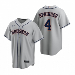 Mens Nike Houston Astros 4 George Springer Gray Road Stitched Baseball Jerse