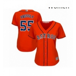 Womens Houston Astros 55 Ryan Pressly Authentic Orange Alternate Cool Base Baseball Jersey 