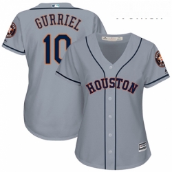 Womens Majestic Houston Astros 10 Yuli Gurriel Authentic Grey Road Cool Base MLB Jersey 