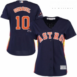 Womens Majestic Houston Astros 10 Yuli Gurriel Authentic Navy Blue Alternate 2017 World Series Champions Cool Base MLB Jersey 