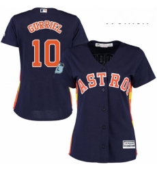 Womens Majestic Houston Astros 10 Yuli Gurriel Replica Navy Blue Alternate Cool Base MLB Jersey 