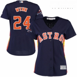 Womens Majestic Houston Astros 24 Jimmy Wynn Replica Navy Blue Alternate 2017 World Series Champions Cool Base MLB Jersey 