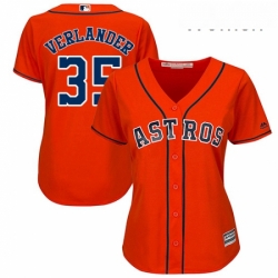 Womens Majestic Houston Astros 35 Justin Verlander Replica Orange Alternate Cool Base MLB Jersey 