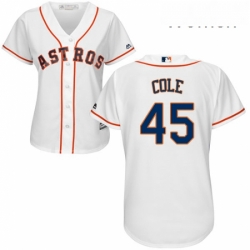 Womens Majestic Houston Astros 45 Gerrit Cole Replica White Home Cool Base MLB Jersey 