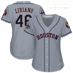 Womens Majestic Houston Astros 46 Francisco Liriano Replica Grey Road 2017 World Series Champions Cool Base MLB Jersey 