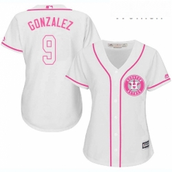 Womens Majestic Houston Astros 9 Marwin Gonzalez Replica White Fashion Cool Base MLB Jersey 