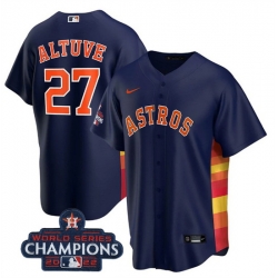 Youth Houston Astros 27 Jose Altuve Navy 2022 World Series Champions Stitched BaseballJersey