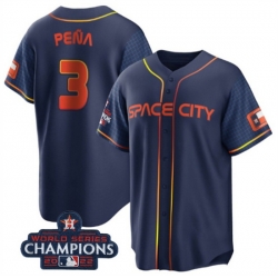 Youth Houston Astros 3 Jeremy Pena Navy 2022 World Series Champions City Connect Stitched BaseballJersey