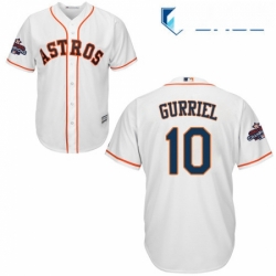 Youth Majestic Houston Astros 10 Yuli Gurriel Authentic White Home 2017 World Series Champions Cool Base MLB Jersey 