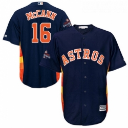 Youth Majestic Houston Astros 16 Brian McCann Authentic Navy Blue Alternate 2017 World Series Champions Cool Base MLB Jersey