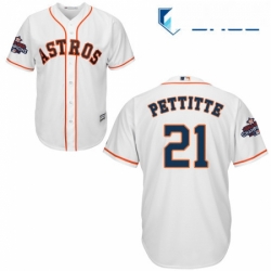 Youth Majestic Houston Astros 21 Andy Pettitte Replica White Home 2017 World Series Champions Cool Base MLB Jersey