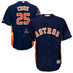 Youth Majestic Houston Astros 25 Jose Cruz Jr Authentic Navy Blue Alternate 2017 World Series Champions Cool Base MLB Jersey