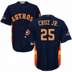 Youth Majestic Houston Astros 25 Jose Cruz Jr Authentic Navy Blue Alternate 2018 Gold Program Cool Base MLB Jersey