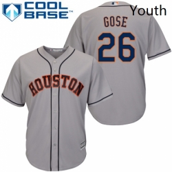 Youth Majestic Houston Astros 26 Anthony Gose Authentic Grey Road Cool Base MLB Jersey 